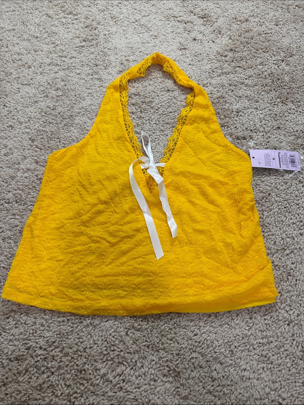 Yellow Lace Halter Tank Top Wild Fable